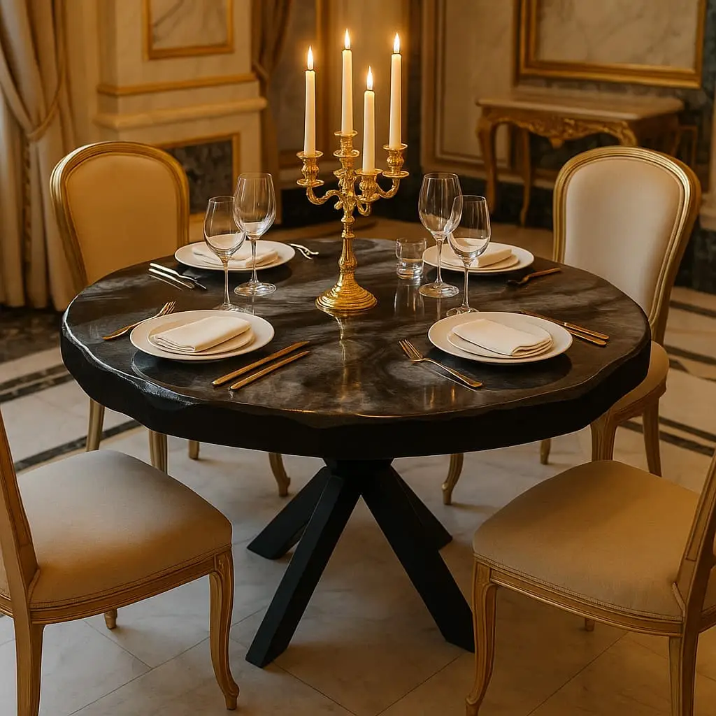 Création Table de salon en cèdre et résine époxy par Biondelli Design